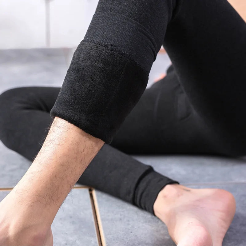 2025 Winter Velvet Thickening Leggings Men Slim Pants High Elastic Sports Leggings Men's Trousers Warm Long Underwear Wholesale