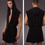 Robe de Chambre Homme Sans Manches – Peignoir Viscose À Capuche