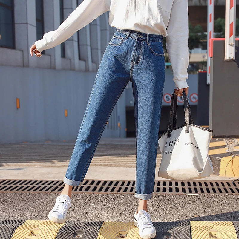 GUUZYUVIZ Jean Femme Taille Haute Casual Loose White Jeans Women Spring Basic Boyfriend Vintage Denim Woman Jeans