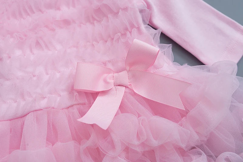 Ruffles Baby Girl Party Dress Autumn Long Sleeve Kids Girls Lace Princess Dresses for Newborn Clothing Sets