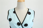 Robe rétro femme à pois – Col V et jupe évasée
