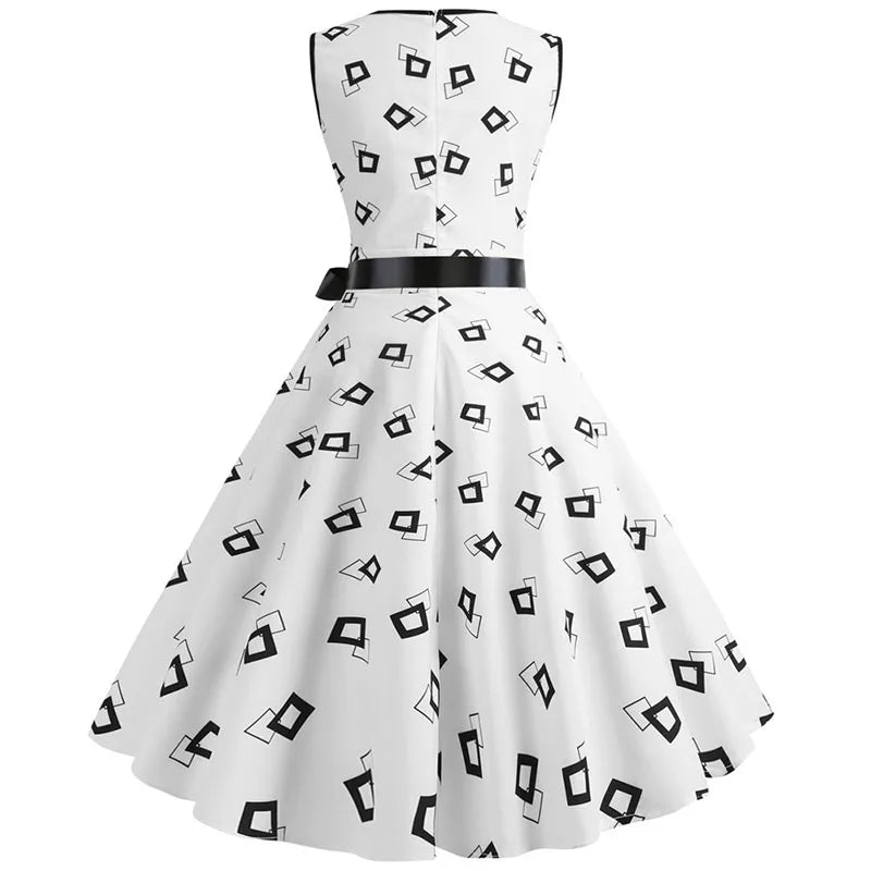 Robe vintage femme à pois – Coupe A-line sans manches