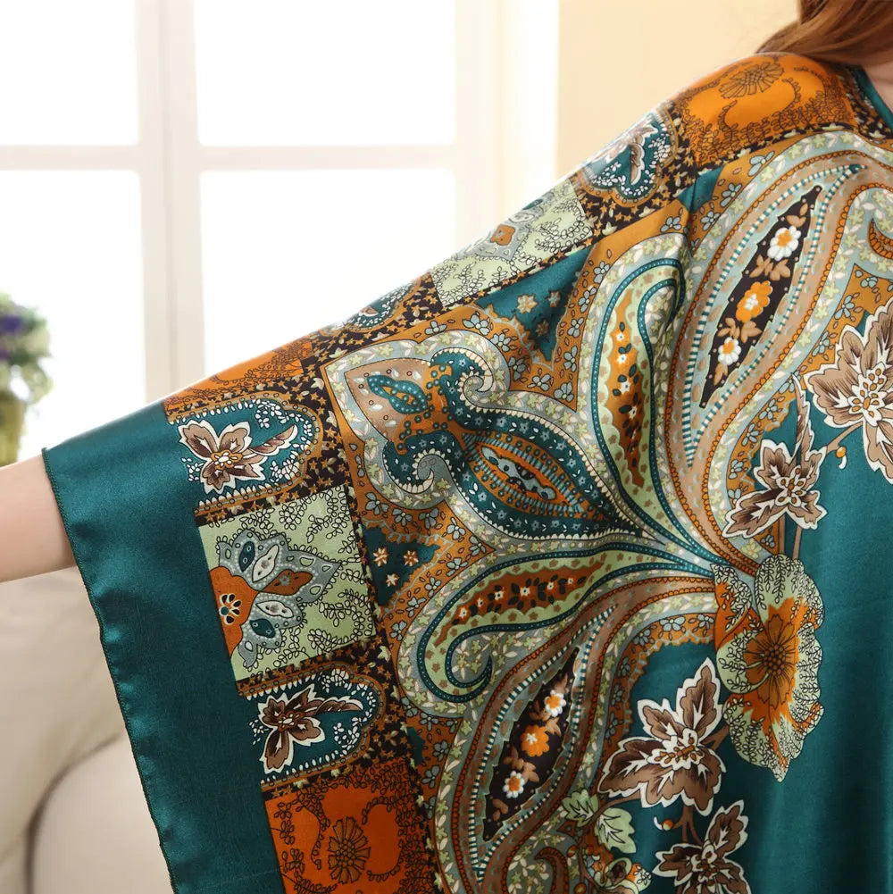 Hot Sale Fashion Lady Summer Robe Chinese Women's Faux Silk Bath Gown Yukata Nightgown Nuisette Pijama Mujer One Size Xsz622J