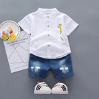 Ensemble enfant 2 pièces – Chemise imprimée et short en jean