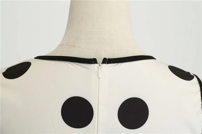 Robe vintage femme à pois – Coupe A-line sans manches