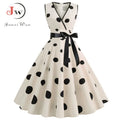 Robe vintage femme à pois – Coupe A-line sans manches