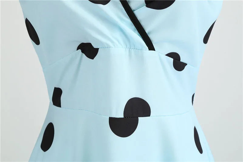 Robe vintage femme à pois – Coupe A-line sans manches