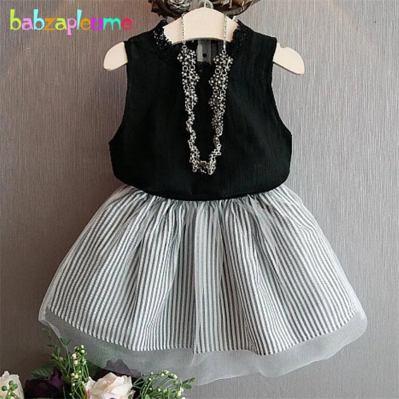 Kids Girl Clothes Set Infant Clothing Sleeveless Vest+Skirts 2Pcs Clothing Set Fashion Toddler Costume Children 0-7Year BC1383