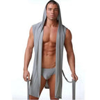 Robe de Chambre Homme Sans Manches – Peignoir Viscose À Capuche