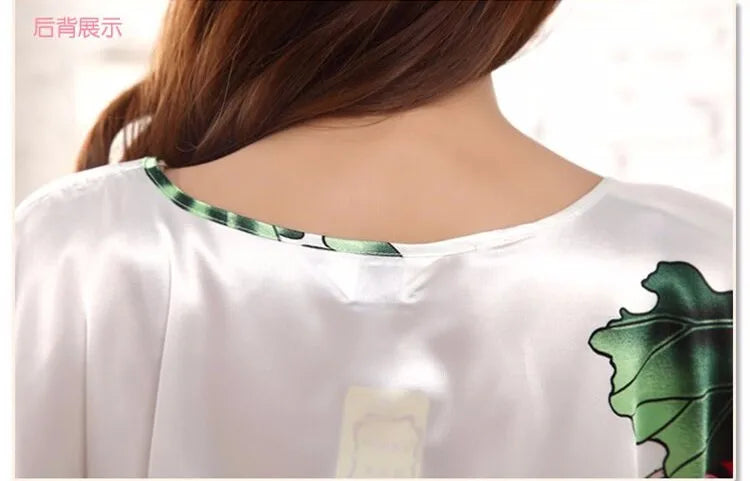 Hot Sale Fashion Lady Summer Robe Chinese Women's Faux Silk Bath Gown Yukata Nightgown Nuisette Pijama Mujer One Size Xsz622J