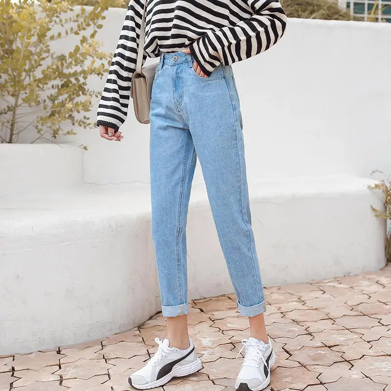 GUUZYUVIZ Jean Femme Taille Haute Casual Loose White Jeans Women Spring Basic Boyfriend Vintage Denim Woman Jeans