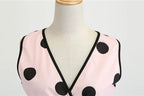 Robe rétro femme à pois – Col V et jupe évasée