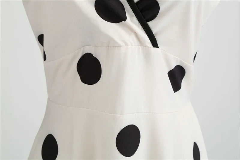 Robe vintage femme à pois – Coupe A-line sans manches