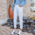 GUUZYUVIZ Jean Femme Taille Haute Casual Loose White Jeans Women Spring Basic Boyfriend Vintage Denim Woman Jeans