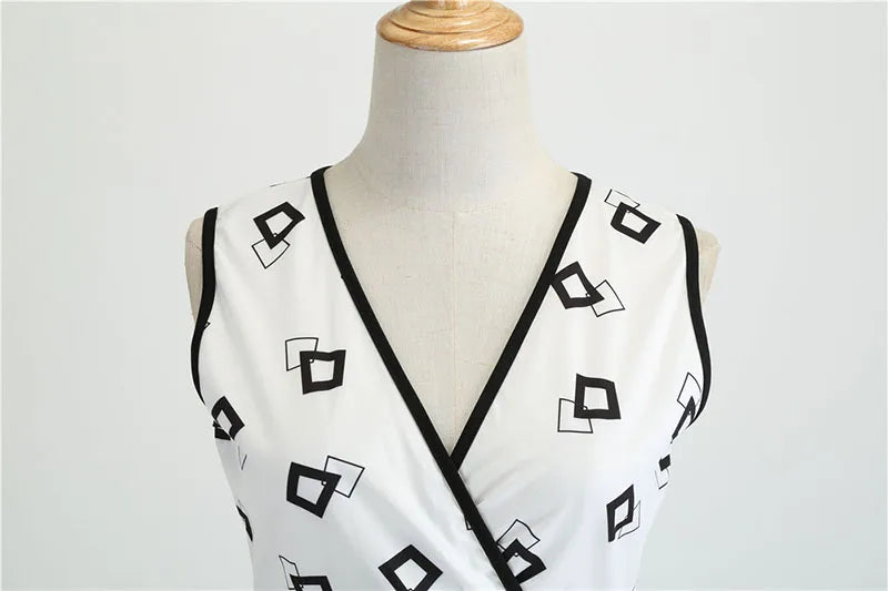 Robe vintage femme à pois – Coupe A-line sans manches