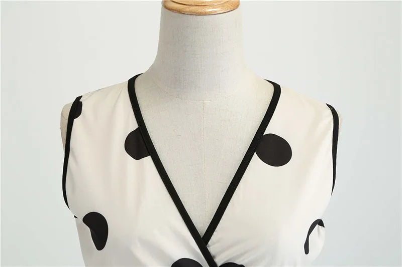 Robe vintage femme à pois – Coupe A-line sans manches