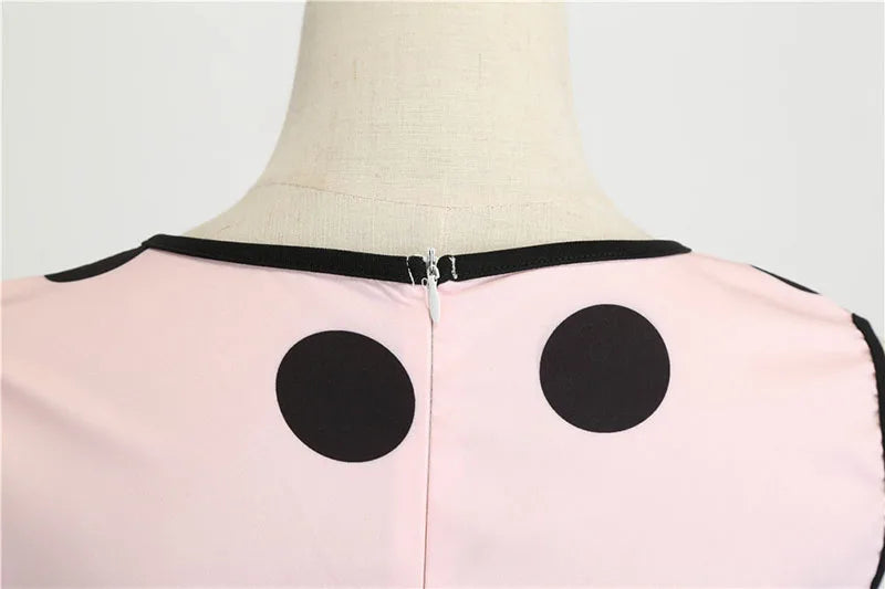 Robe vintage femme à pois – Coupe A-line sans manches