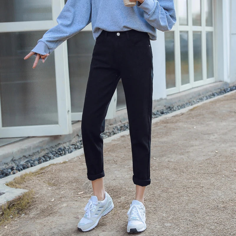 GUUZYUVIZ Jean Femme Taille Haute Casual Loose White Jeans Women Spring Basic Boyfriend Vintage Denim Woman Jeans