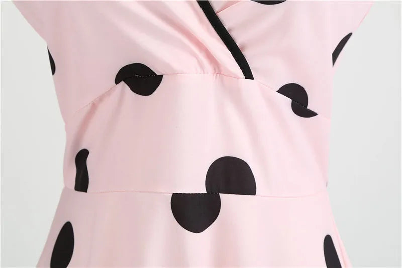 Robe vintage femme à pois – Coupe A-line sans manches