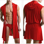 Robe de Chambre Homme Sans Manches – Peignoir Viscose À Capuche