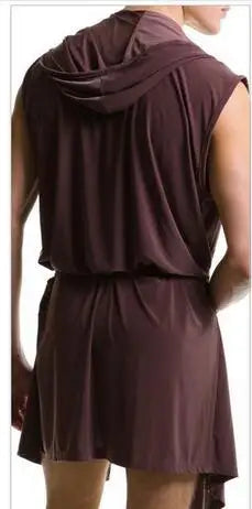 Drop new 2019 hot sell Silky Men's robes comfortable casual bathrobes sleeveless Viscose Hooded robe homewear sleepwear