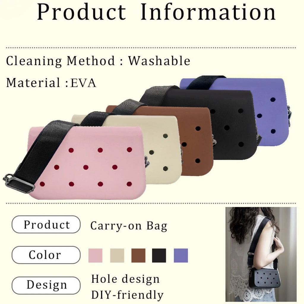 Kids EVA Mini Tote Bag for Clog Charms Safe Soft Material Cute DIY Punch Hole Design Fun Crossbody Bag for School and Playtime