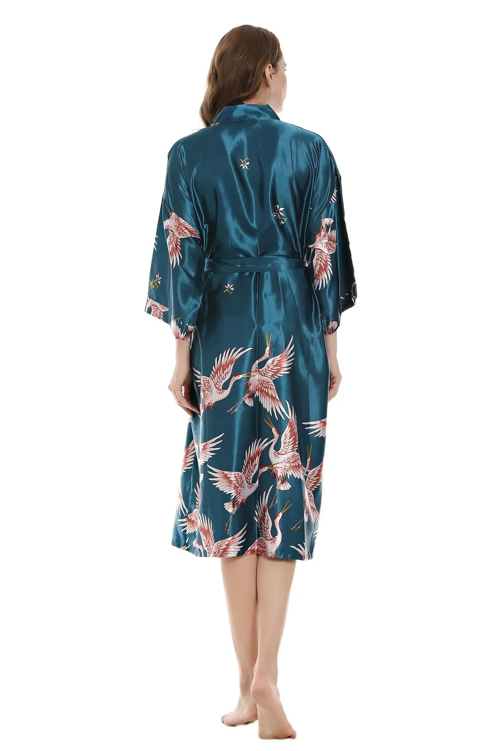 Robe de chambre femme mi-longue – Satin à poches