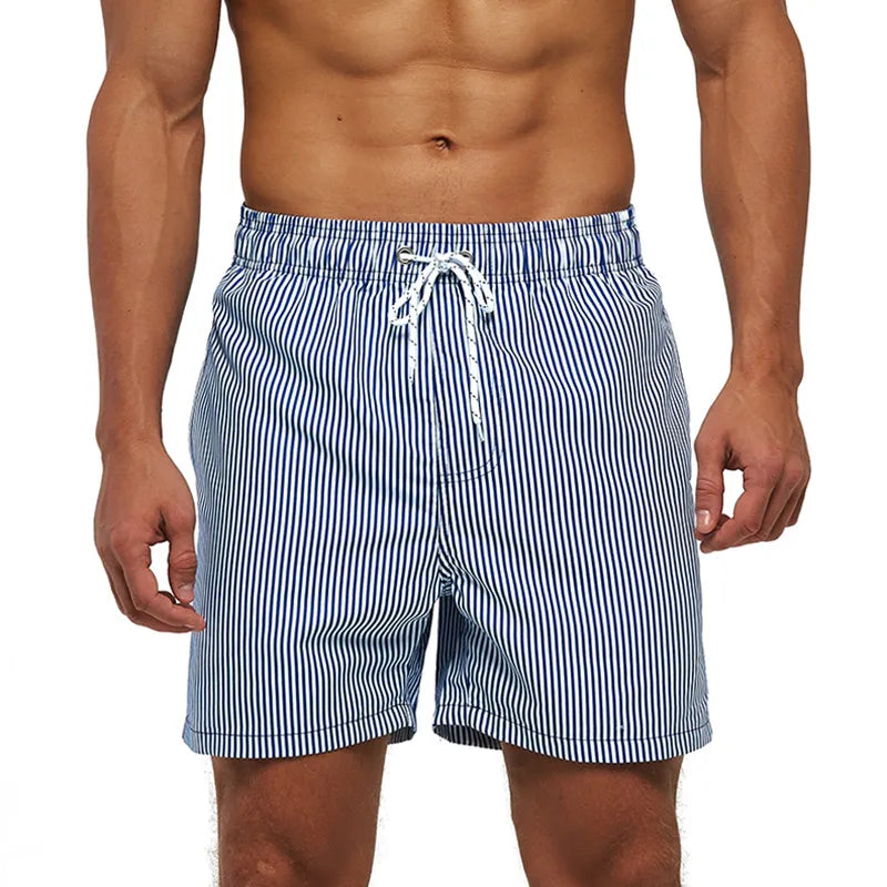 ESCATCH Fast Dry Men's Board Shorts Vertical Stripe New Arrival 2026 Summer Beach Surfing Breathable Mesh Liner Plus Size Shorts