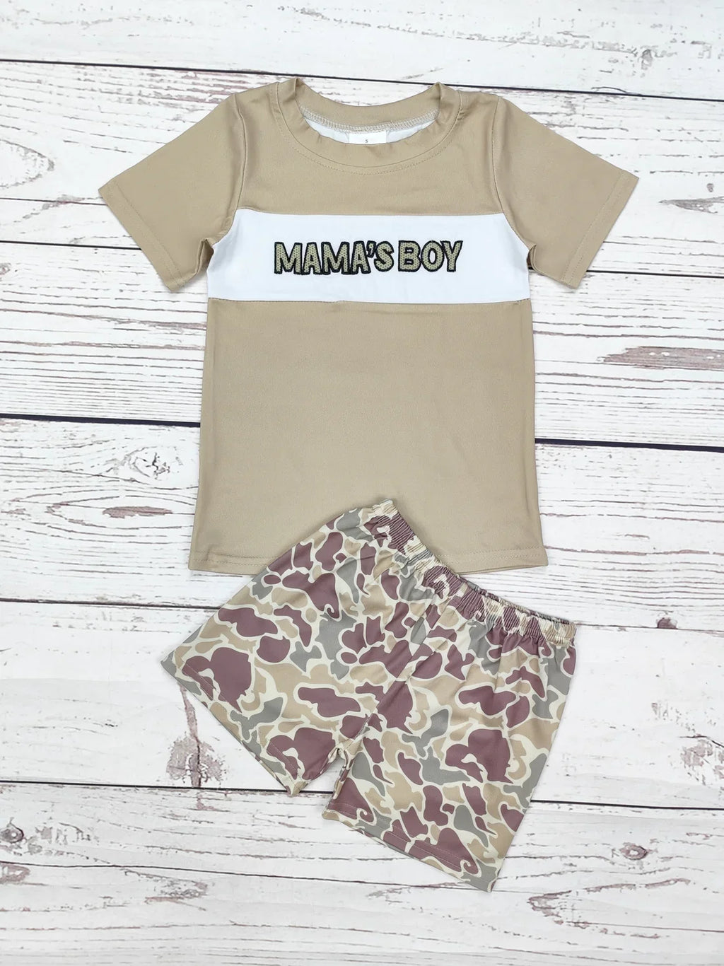Kids Clothing Wholesale Camo Mama's Boy Embroidery Baby Boy Shorts Set Summer Outfit Children Boutique Clothes