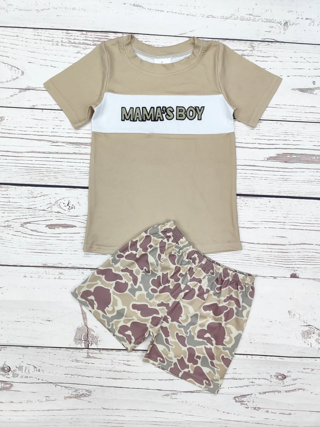 Kids Clothing Wholesale Camo Mama's Boy Embroidery Baby Boy Shorts Set Summer Outfit Children Boutique Clothes