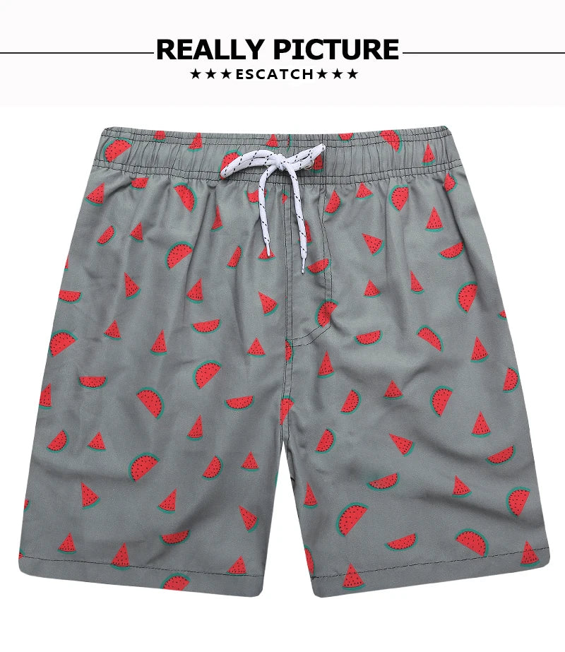 ESCATCH Fast Dry Men's Board Shorts Vertical Stripe New Arrival 2026 Summer Beach Surfing Breathable Mesh Liner Plus Size Shorts