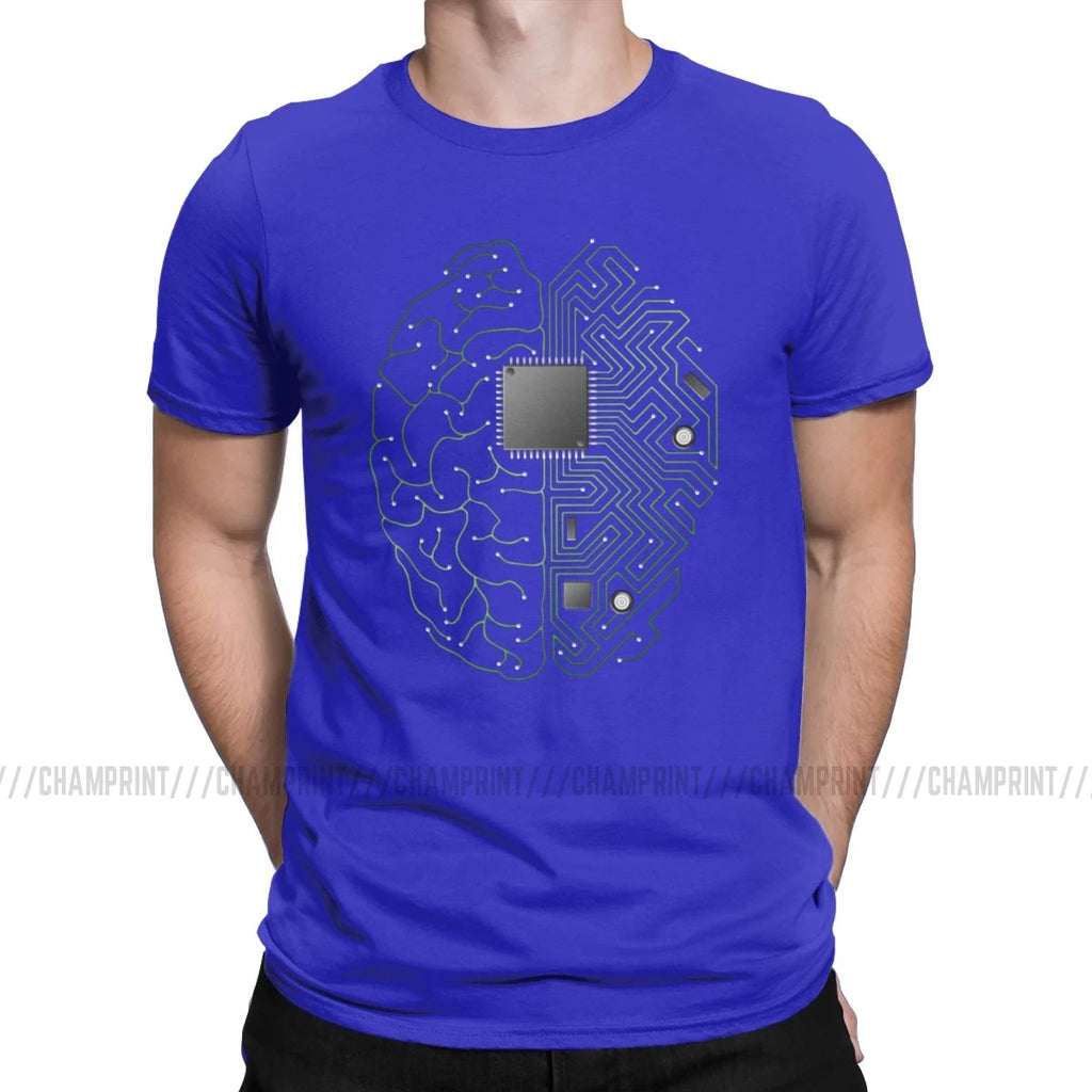 Men T-Shirts The Brain Electronic Circuit Board Novelty Tees Computer Chip Engineers Developer Geek T Shirts Original Clothing