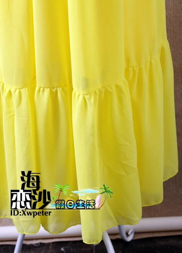 2024 Summer ruffle bohemia chiffon dress vestidos femininos tropical girl long dress vestidos robe femme