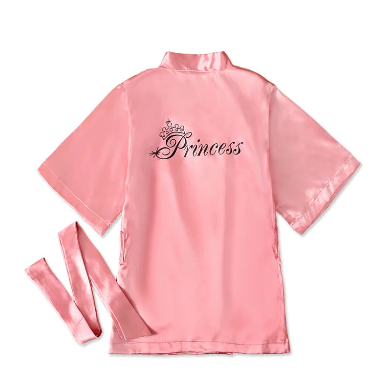 2-7Y 2021 New Spring Bathrobe For Children Girls Pink Color Long Sleeves Smooth Fabric PrincessPrint Fashion Girl Clothes