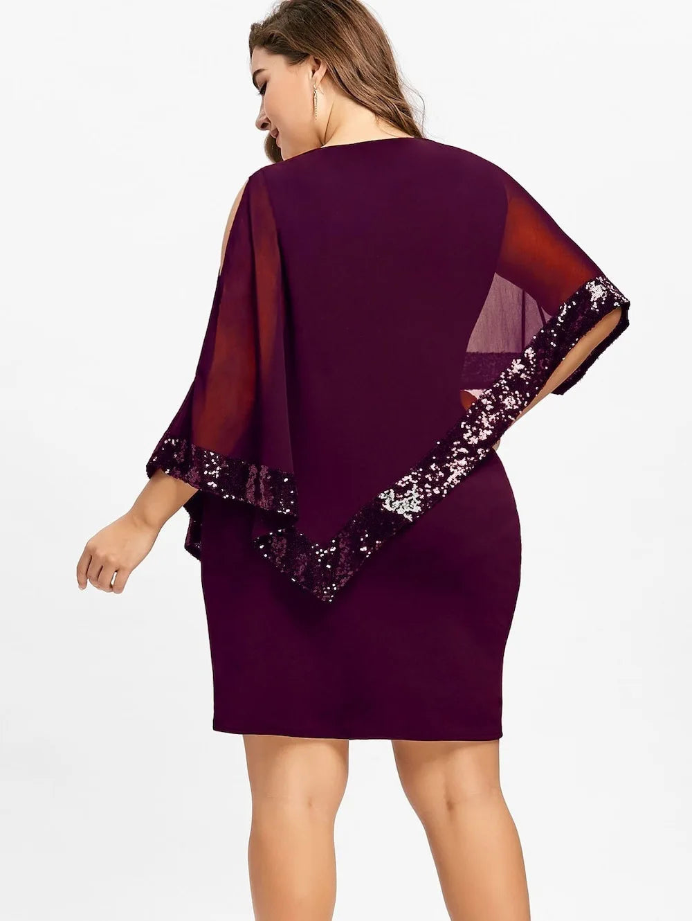 Plus Size Summer Dress Women Sexy Cold Shoulder Overlay Asymmetric Chiffon Strapless Sequins Dresses Evening Party Dress 5XL