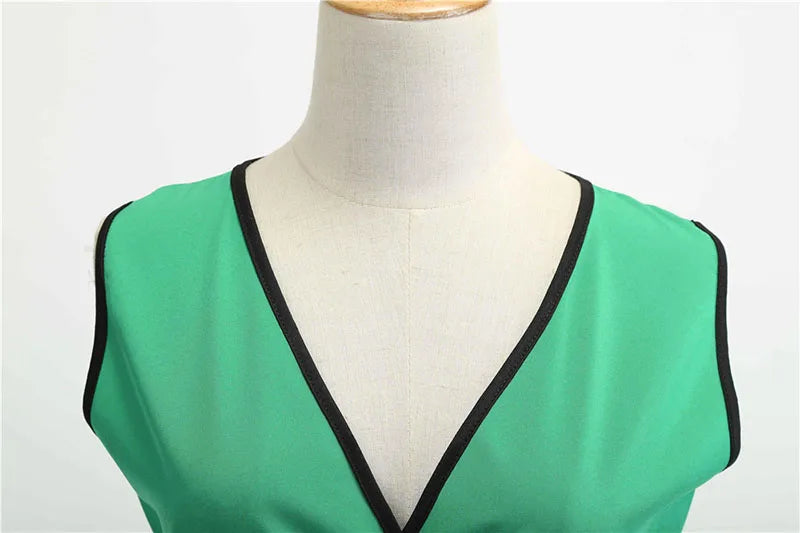 Robe vintage femme à pois – Coupe A-line sans manches