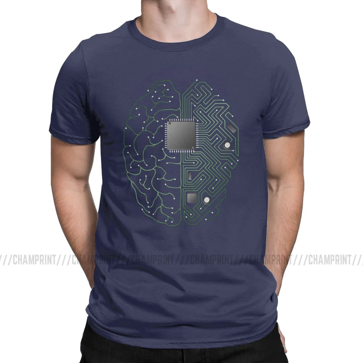 Men T-Shirts The Brain Electronic Circuit Board Novelty Tees Computer Chip Engineers Developer Geek T Shirts Original Clothing