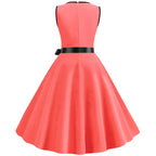 Robe rétro femme à pois – Col V et jupe évasée