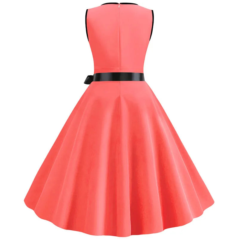 Robe vintage femme à pois – Coupe A-line sans manches