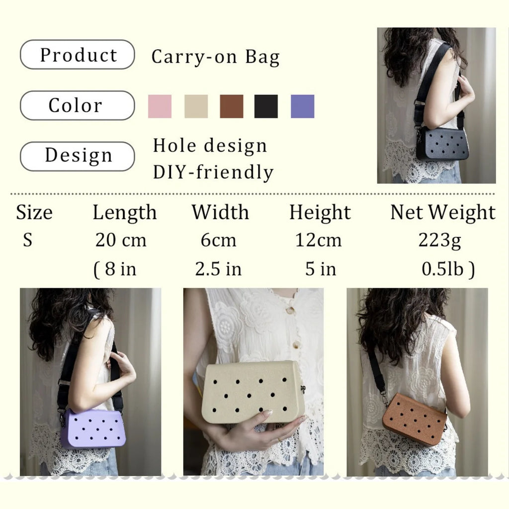 Kids EVA Mini Tote Bag for Clog Charms Safe Soft Material Cute DIY Punch Hole Design Fun Crossbody Bag for School and Playtime