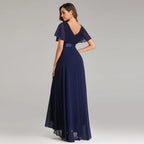 Evening Dresses XUCTHHC Elegant V-Neck Ruffles Chiffon Formal Evening