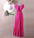 2024 Summer ruffle bohemia chiffon dress vestidos femininos tropical