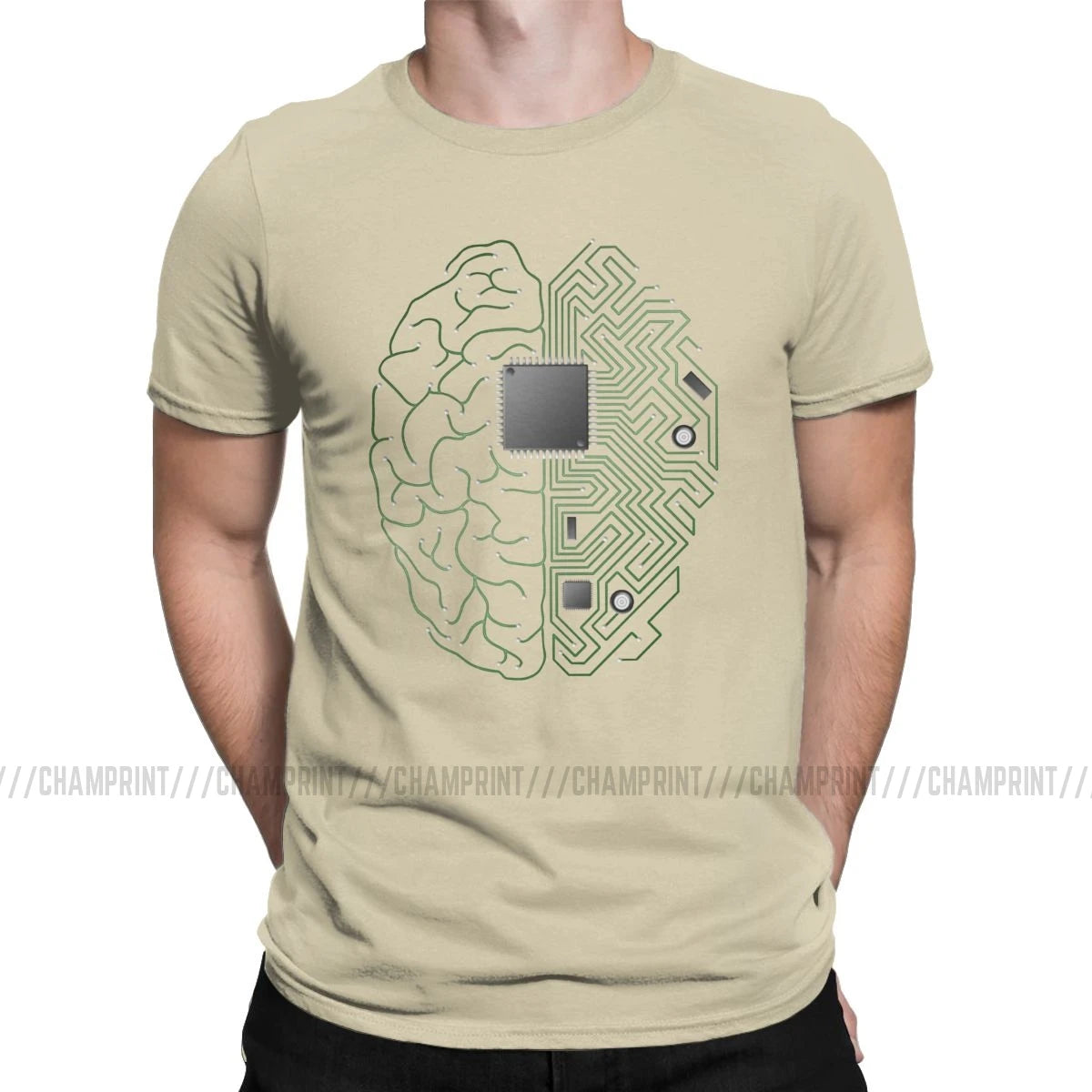 Men T-Shirts The Brain Electronic Circuit Board Novelty Tees Computer Chip Engineers Developer Geek T Shirts Original Clothing