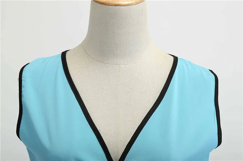 Robe vintage femme à pois – Coupe A-line sans manches