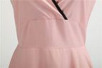 Robe rétro femme à pois – Col V et jupe évasée