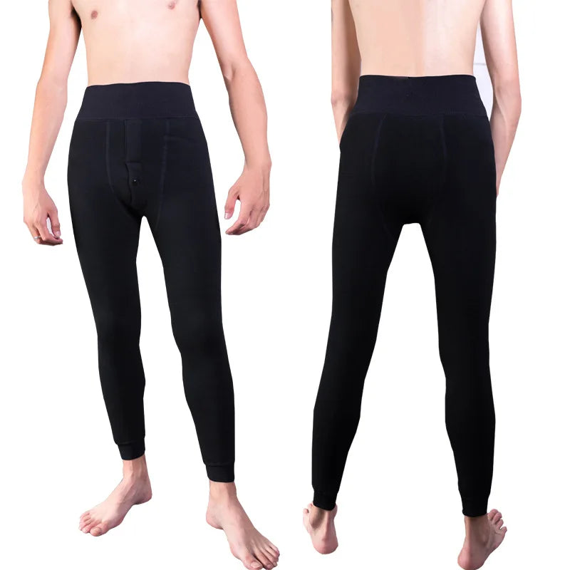 2025 Winter Velvet Thickening Leggings Men Slim Pants High Elastic Sports Leggings Men's Trousers Warm Long Underwear Wholesale
