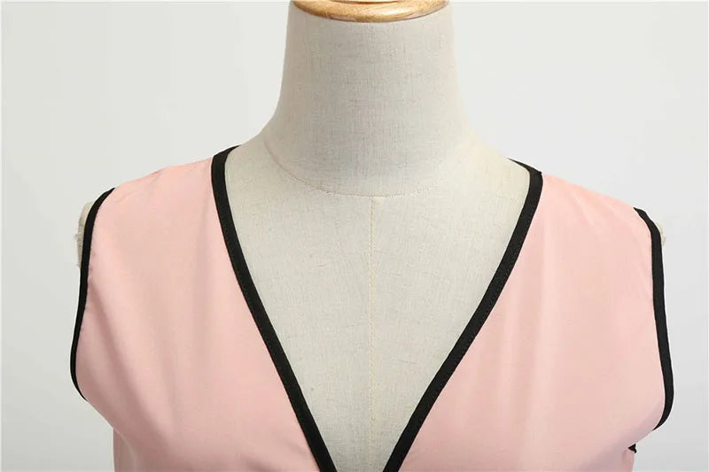 Robe vintage femme à pois – Coupe A-line sans manches