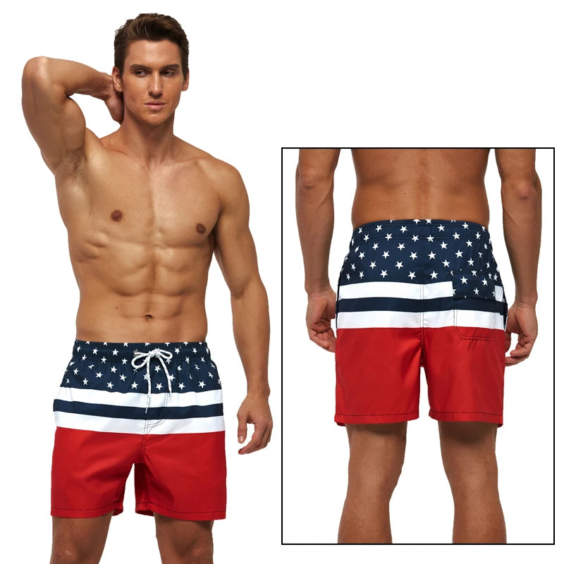 ESCATCH Fast Dry Men's Board Shorts Vertical Stripe New Arrival 2026 Summer Beach Surfing Breathable Mesh Liner Plus Size Shorts