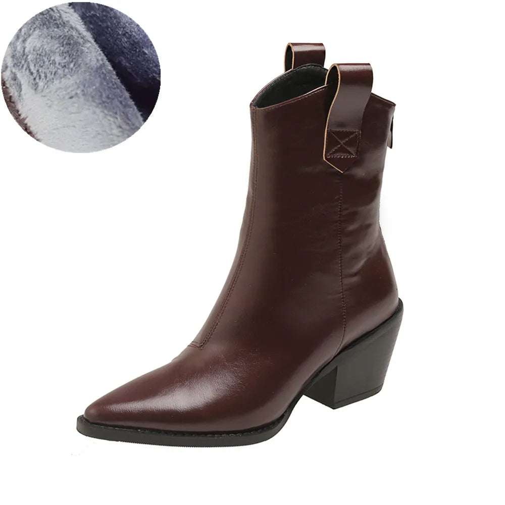 Bottines Chelsea Cowgirl Femme – Bout Pointu Talon Carré 7cm Western 2025