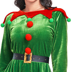 Women's Christmas elf costume set, adult velvet dress costume, Santa Claus helper, Christmas holiday
